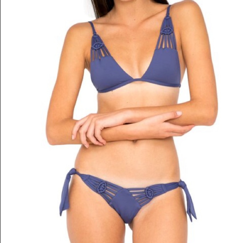 Frankie’s Bikinis macrame cheeky matching bikini set